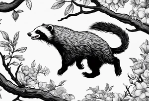 honey badger falling off branch tattoo idea