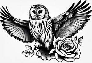 Barred owl with a rose tattoo idea