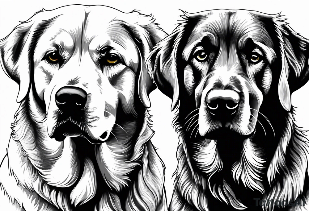 I want two dogs next to each other. One is a golden retriever and the other is a yellow lab. tattoo idea
