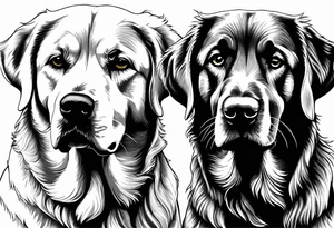 I want two dogs next to each other. One is a golden retriever and the other is a yellow lab. tattoo idea