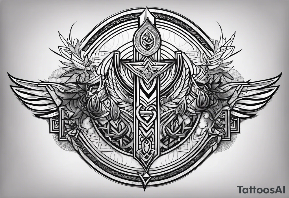 Valhalla symbol straight line tattoo idea