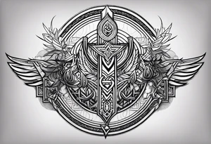 Valhalla symbol straight line tattoo idea