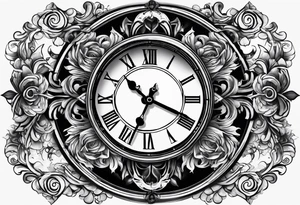 forearm sleeve, clock, stairs tattoo idea