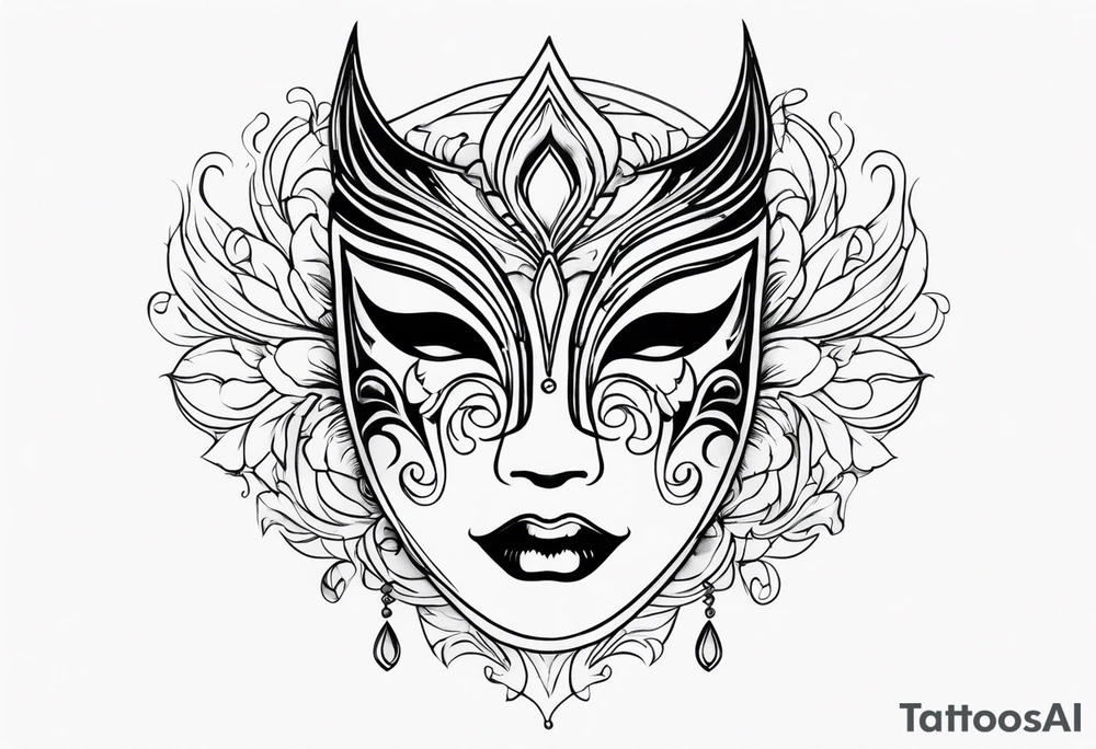 Crying masquerade face tattoo idea