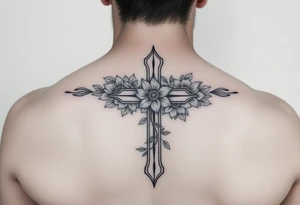 Floral cross tattoo idea