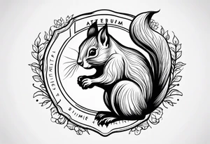 Draw a squirrel accompanied by the writing simul in aeternum tattoo idea