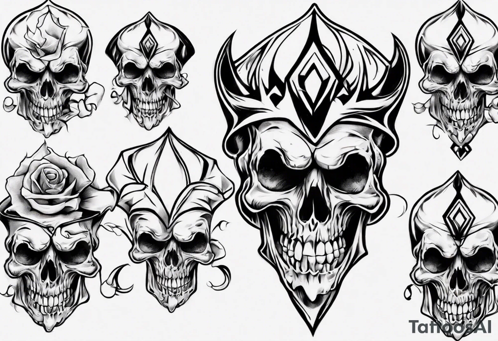 jester skull tattoo idea