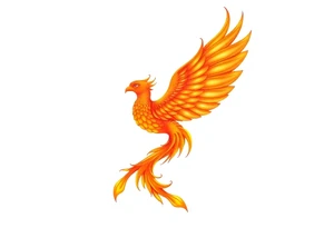 magnificent phoenix rising from golden flames with trailing embers tattoo idea