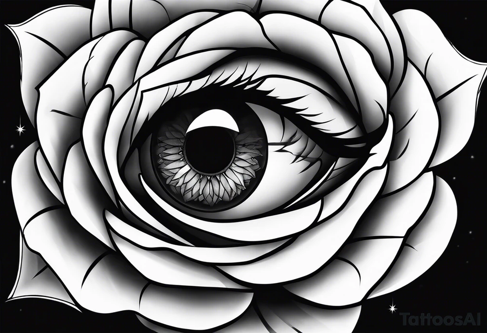 Occult eye rose tattoo idea