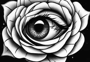 Occult eye rose tattoo idea