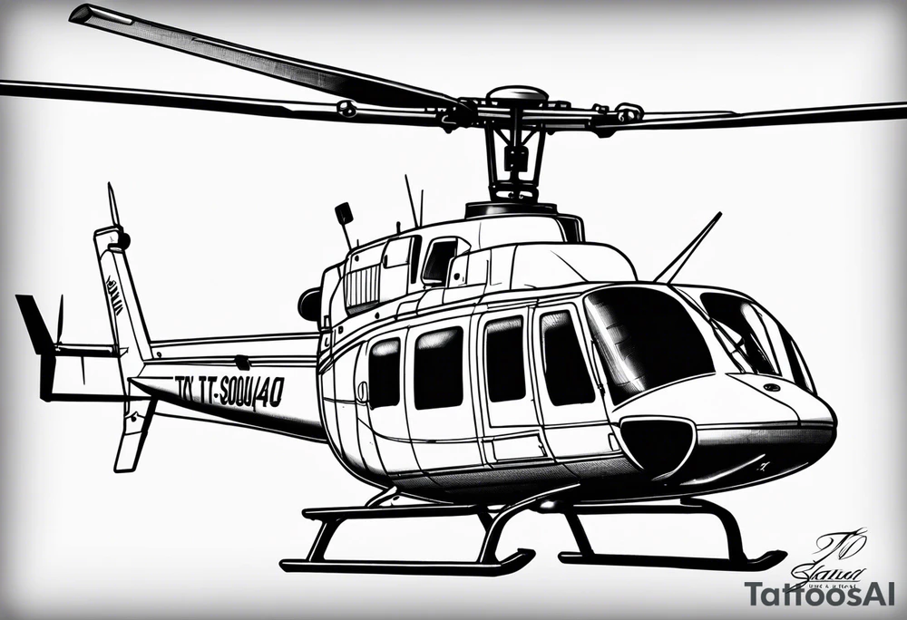 a bell 407 helicopter with the name "T. Sousa" on it. tattoo idea