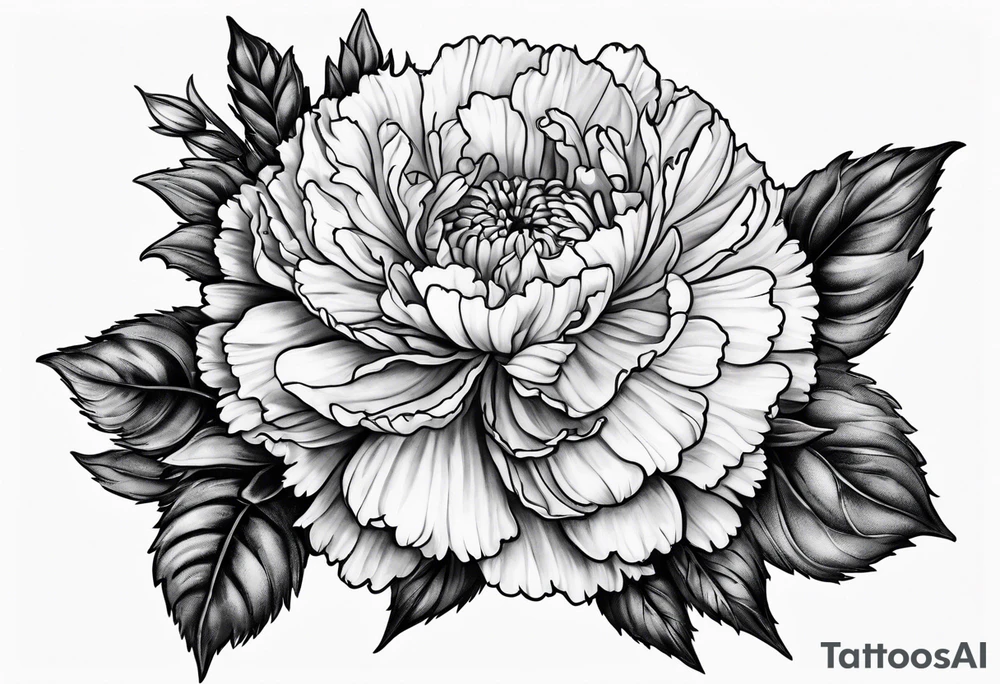 Top view flower arrangement of a carnation aster and violet tattoo idea