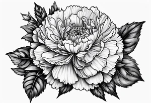 Top view flower arrangement of a carnation aster and violet tattoo idea