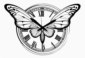 Butterfly flying over a clock. tattoo idea