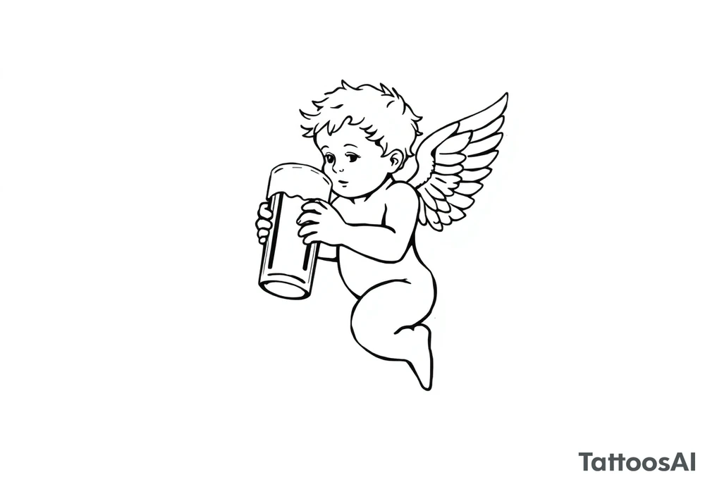 cherub with beer tattoo idea