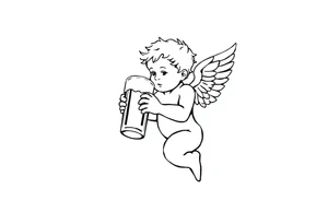 cherub with beer tattoo idea