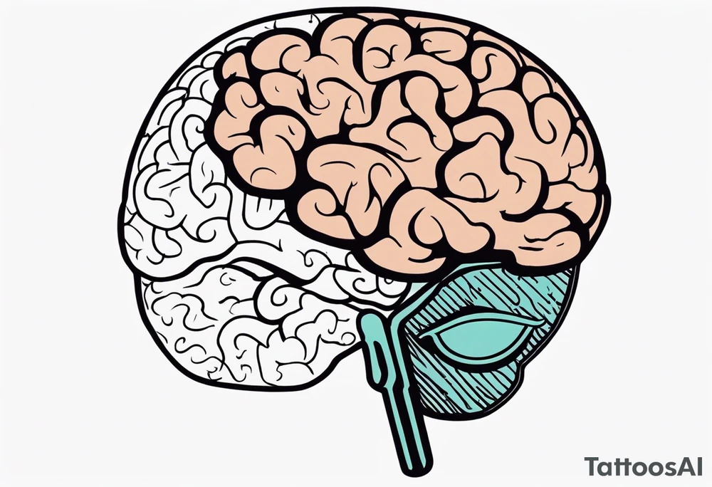 anthropomorphic brain with depression tattoo idea