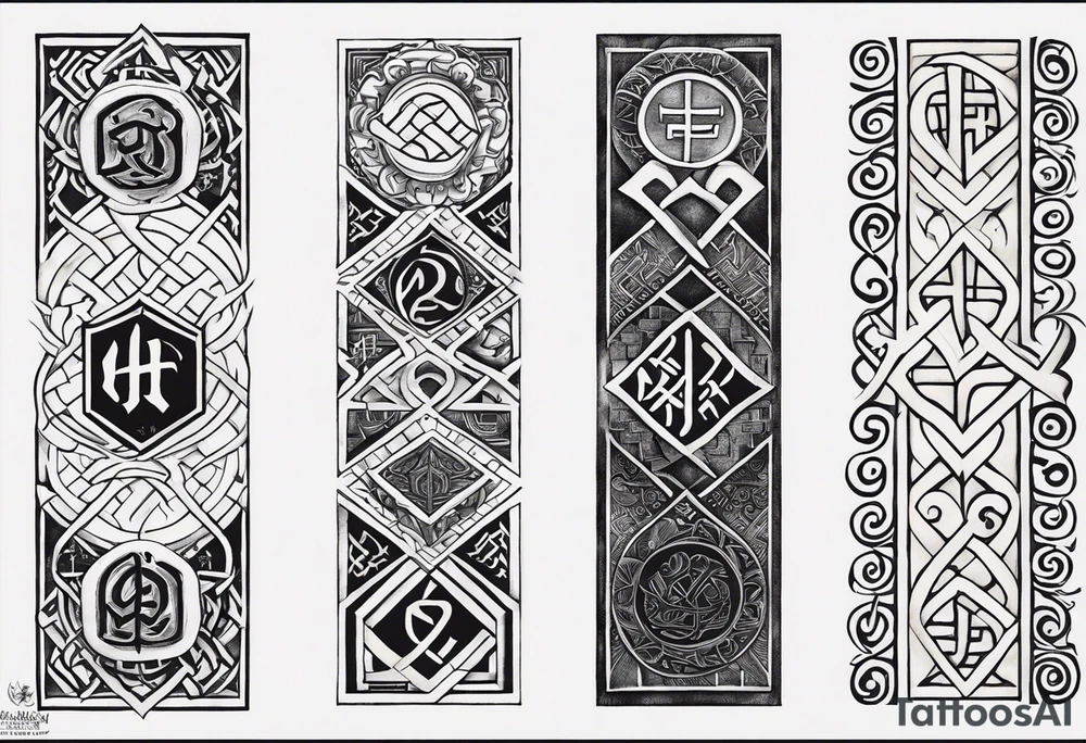 Ancient Norse runes inscribed along your forearm or wrist, symbolizing wisdom, strength, and guidance from the Hávamál. You could select a few verses that have resonated with you and represent your own values. tattoo idea