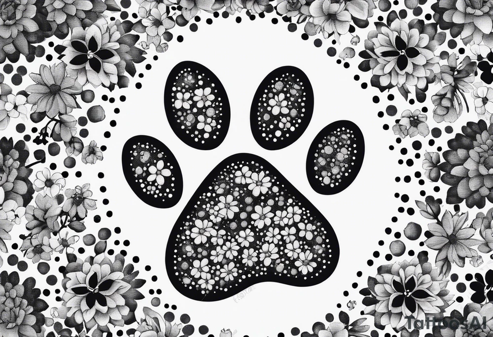 Paw print made of flowers tattoo idea