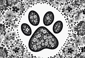Paw print made of flowers tattoo idea