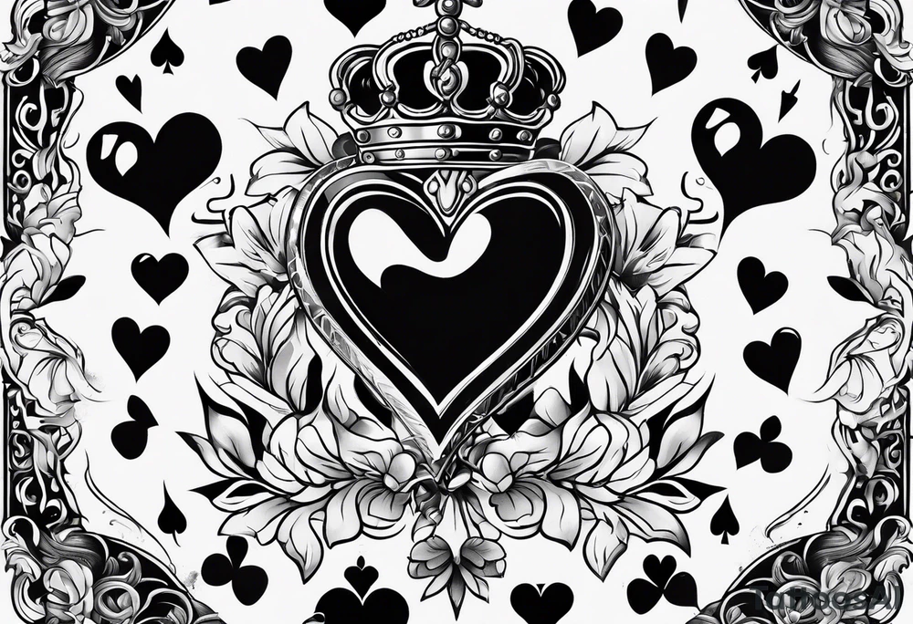 royal flush of hearts tattoo idea