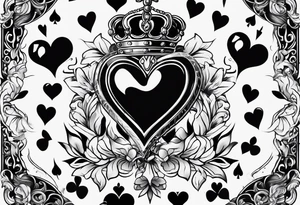 royal flush of hearts tattoo idea