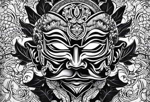 Hanya mask, masculine, aggressive tattoo idea