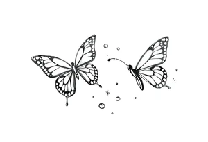 Basic outlines butterflies with lots of sparkles and some bubbles tattoo idea
