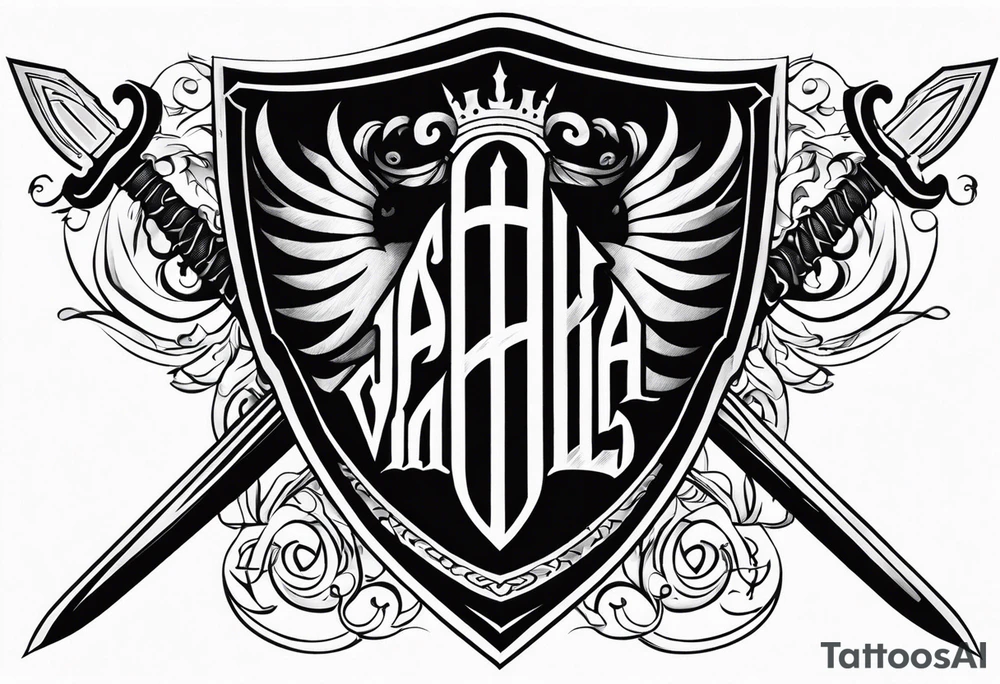 Valhalla steps shield sword tattoo idea