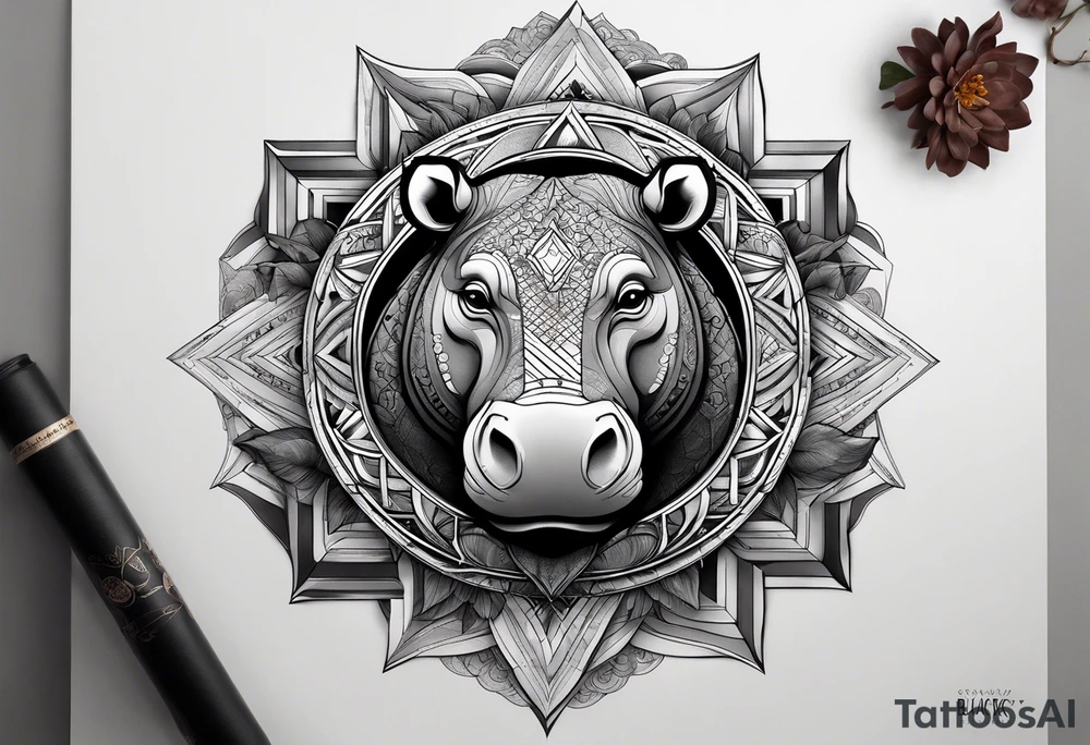 Very asymmetrical, +geometric pattern, with realistic full moon, with hippo,+tribal, +geometric, +inkart , +blackwork, +grey scale, + sketch
with wintersweet flower bud, +inkart touch, +for men, detailed , combined favourite , tattoo idea