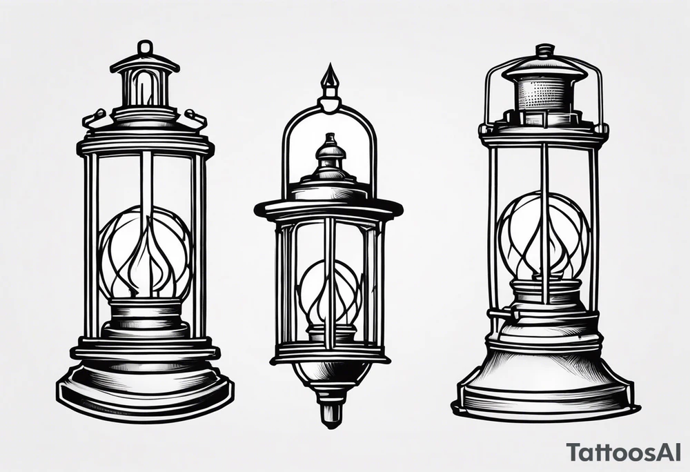 farol com linhas fluidas e moldura arredondada tattoo idea