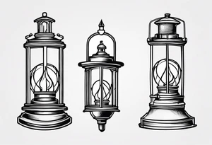 farol com linhas fluidas e moldura arredondada tattoo idea