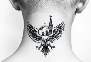 St. George 
Russian imperial crown above the eagle
Russian sabre
The Kremlin or St. Basil's Cathedral scene tattoo idea