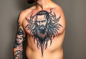 Bray Wyatt the Fiend center piece with tribal surrounding covering up old tattoo tattoo idea