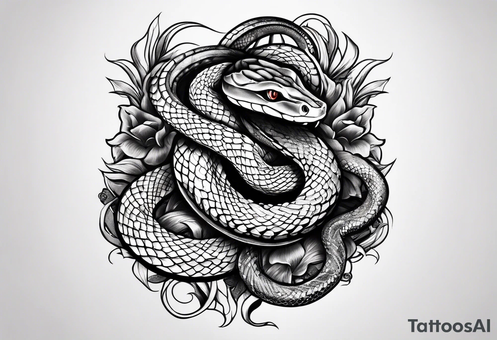 Two snakes fighting tattoo idea