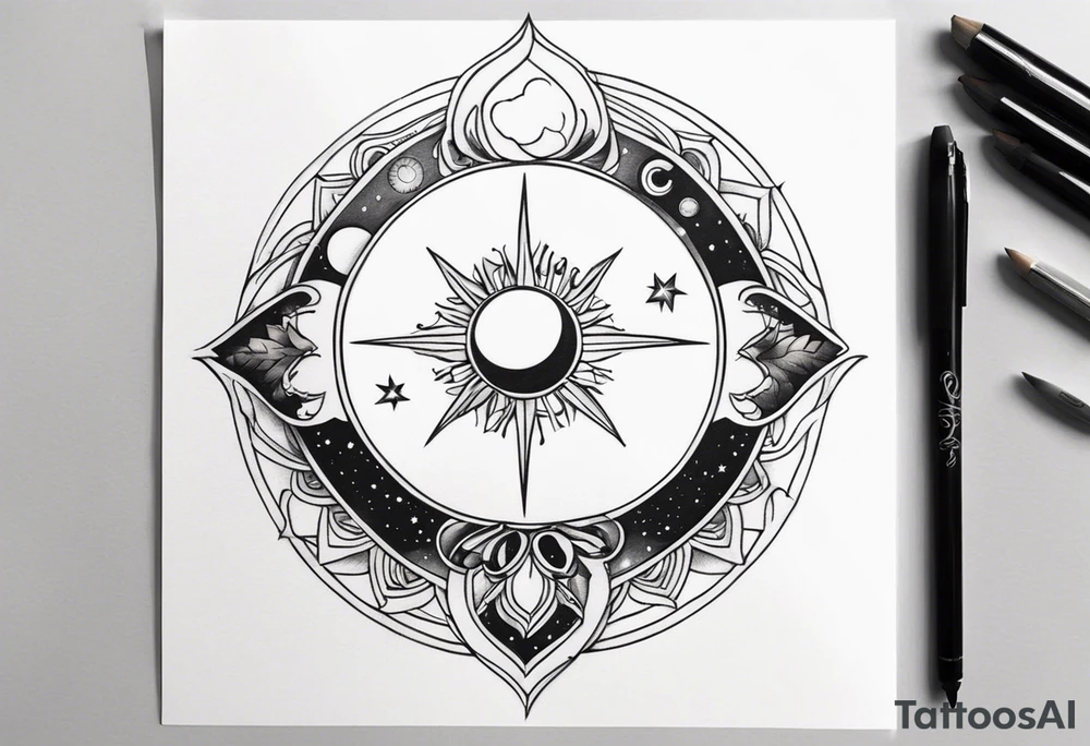 infinity symbol mixed with sun and moon tattoo idea