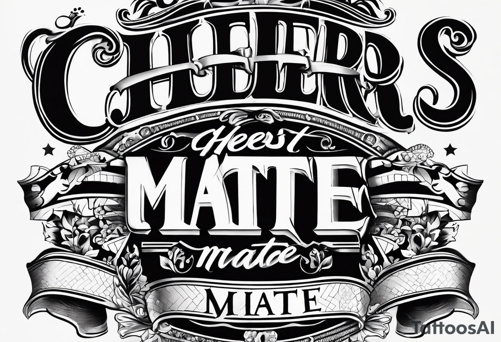 Cheers Mate text, armband +Cancer Ribbon +flat cap tattoo idea
