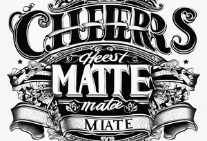 Cheers Mate text, armband +Cancer Ribbon +flat cap tattoo idea