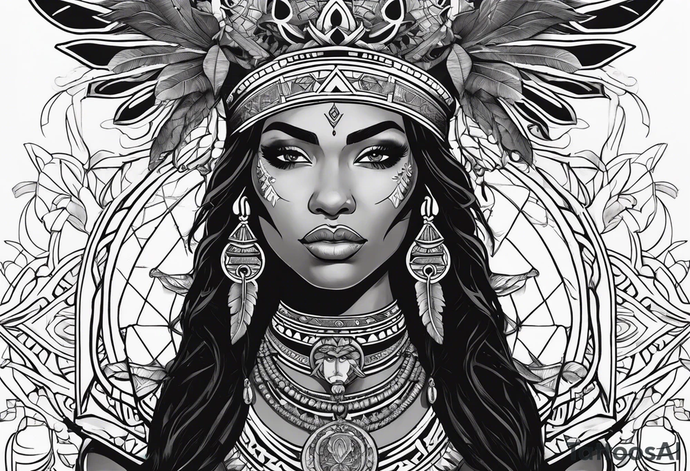 valkrye, kali, pirate, african goddess, , warrior, native american, lotus, zenza resonance, skulls, pachamama, left side face, chest, wing, tattoo idea