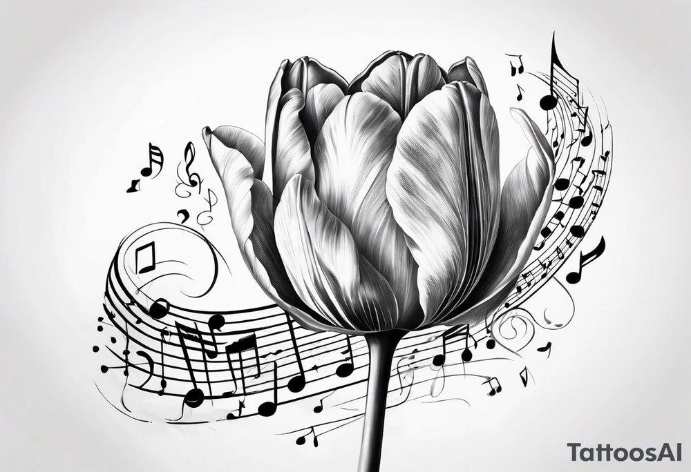 Tulip flower with music note tattoo idea