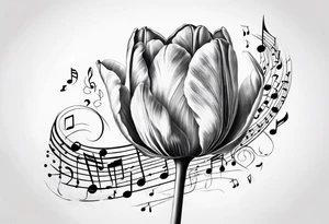 Tulip flower with music note tattoo idea