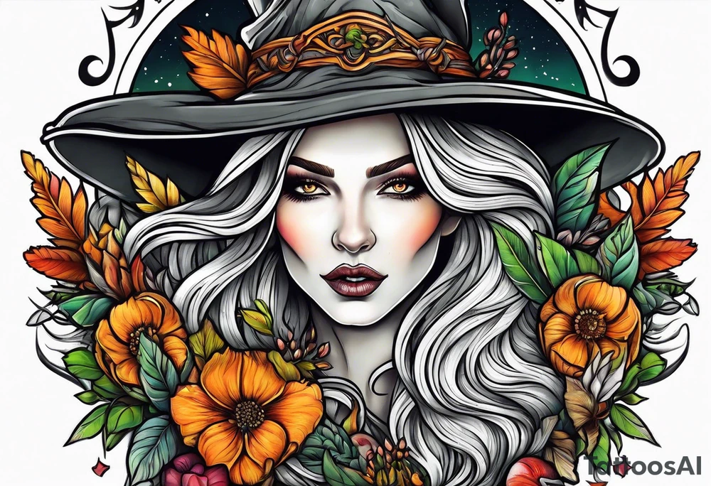 Nature loving witch vegan tattoo idea