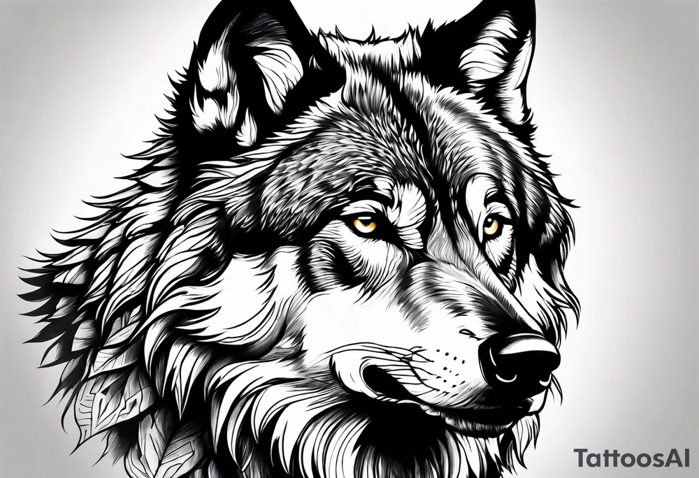 Wolf looking at you tattoo idea