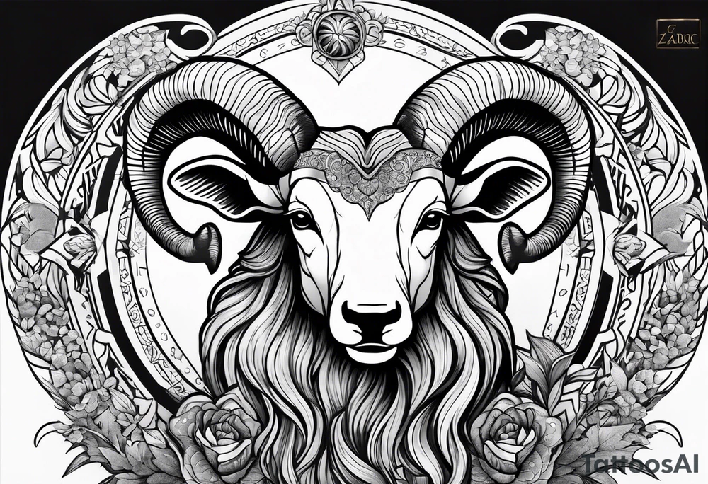 Aries zodiac with name Grace Elizabeth tattoo idea