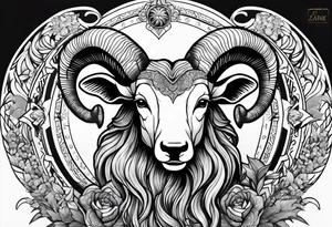 Aries zodiac with name Grace Elizabeth tattoo idea