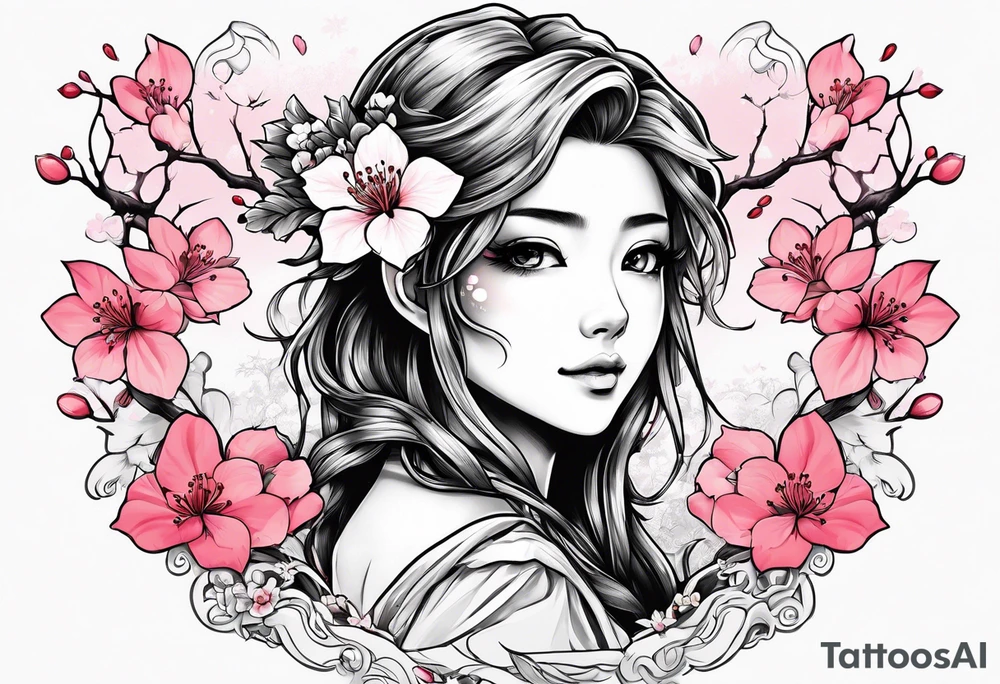 Sakura elf Cherry blossoms aerith Gainsborough tattoo idea