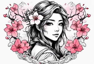 Sakura elf Cherry blossoms aerith Gainsborough tattoo idea