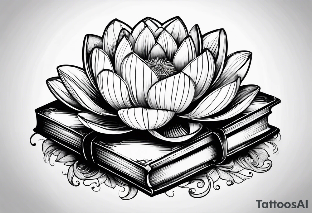 Lotus flower stack of books tattoo idea