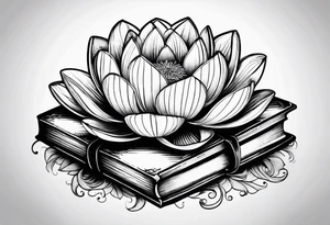 Lotus flower stack of books tattoo idea