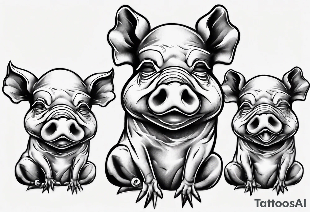 see no, hear no, speak no evil pig tattoo idea